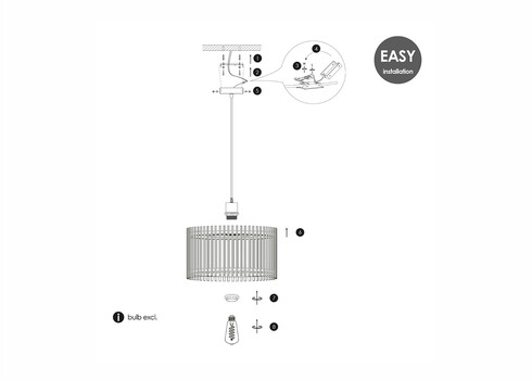 Rippvalgusti BAMBOO naturaalne, D40xH126 cm, E27
