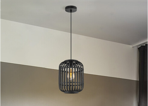 Rippvalgusti BAMBOO must, D21,5xH131 cm, E27