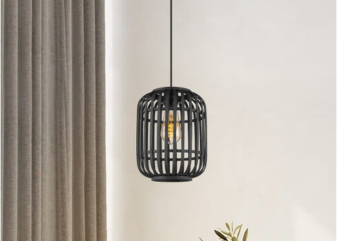 Rippvalgusti BAMBOO must, D21,5xH131 cm, E27