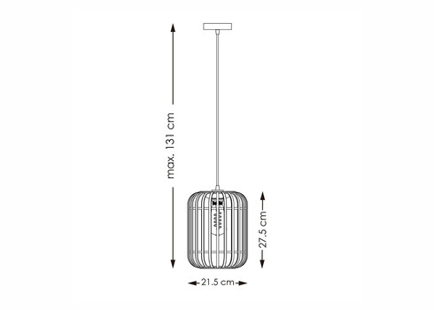 Rippvalgusti BAMBOO must, D21,5xH131 cm, E27