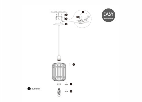 Rippvalgusti BAMBOO must, D21,5xH131 cm, E27