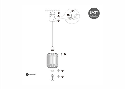 Rippvalgusti BAMBOO naturaalne, D21,5xH131 cm, E27