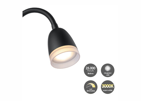 Lauavalgusti CLIPS must, 10x5,5xH40 cm, LED