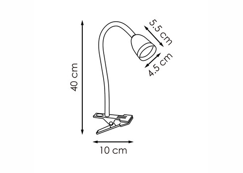 Lauavalgusti CLIPS must, 10x5,5xH40 cm, LED