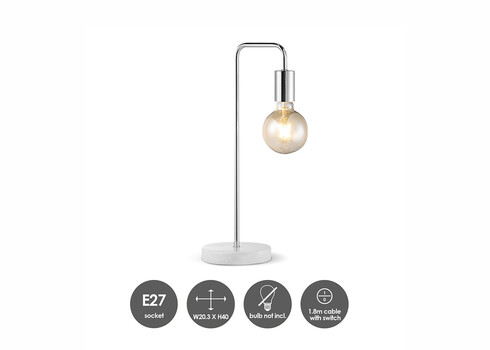 Lauavalgusti NOBLE kroom / marmor, D20.3xH40 cm, E27