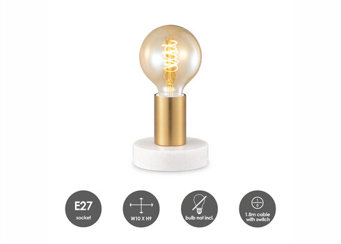 Lauavalgusti STEN mattkuldne / marmor, D10xH9 cm, E27