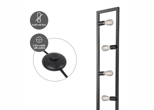 Põrandavalgusti PRETO must, 35x35xH160 cm, E27