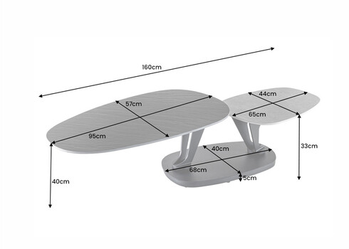 Diivanilaud MOVEMENT must / kivi, 160x57xH40 cm