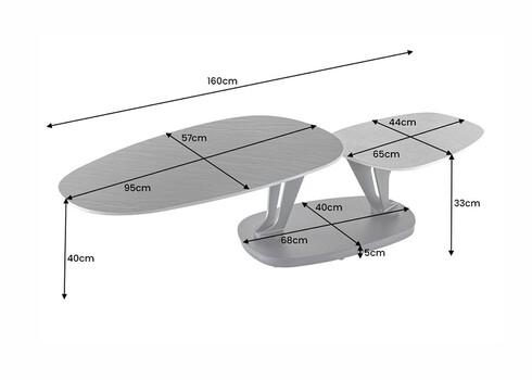 Diivanilaud MOVEMENT must / hall, 160x57xH40 cm
