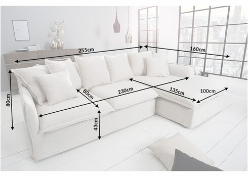 Nurgadiivan HEAVEN beež buklee, 255x160xH80 cm