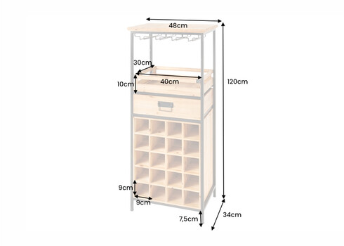 Veiniriiul SEVEN SEAS pruun, 48x34xH120 cm