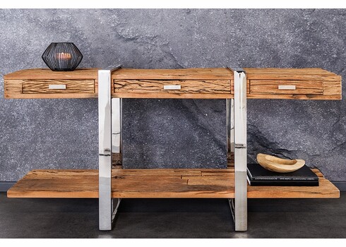 Konsoollaud BARRACUDA naturaalne / kroom, 140x41xH81 cm