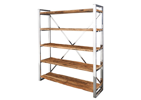 Riiul BARRACUDA naturaalne / kroom, 141x42xH188 cm