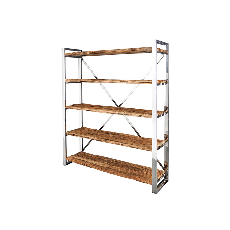 Riiul BARRACUDA naturaalne / kroom, 141x42xH188 cm