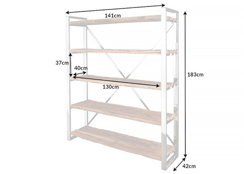 Riiul BARRACUDA naturaalne / kroom, 141x42xH188 cm
