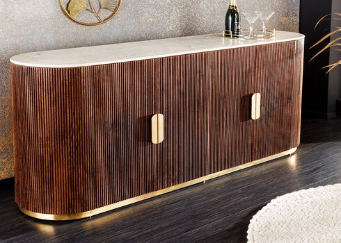 Kummut GATSBY pruun / marmorvalge, 180x45xH87 cm