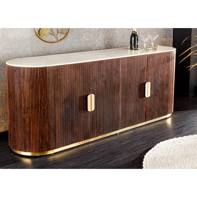 Kummut GATSBY pruun / marmorvalge, 180x45xH87 cm