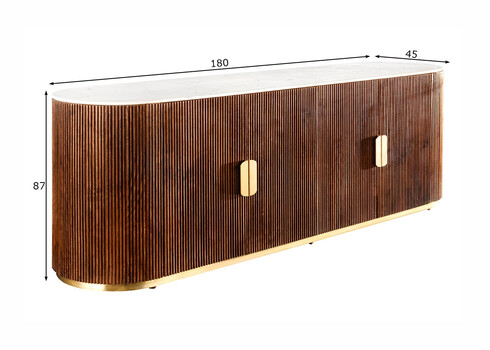 Kummut GATSBY pruun / marmorvalge, 180x45xH87 cm