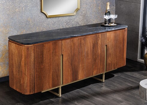 Kummut GATSBY pruun / must marmor, 160x40xH75 cm