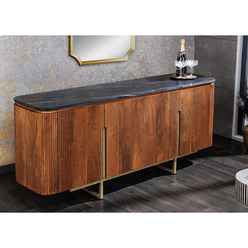 Kummut GATSBY pruun / must marmor, 160x40xH75 cm