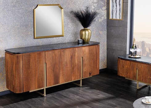 Kummut GATSBY pruun / must marmor, 160x40xH75 cm