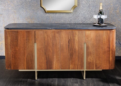 Kummut GATSBY pruun / must marmor, 160x40xH75 cm