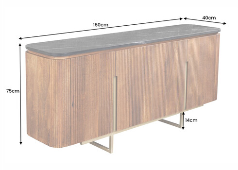 Kummut GATSBY pruun / must marmor, 160x40xH75 cm