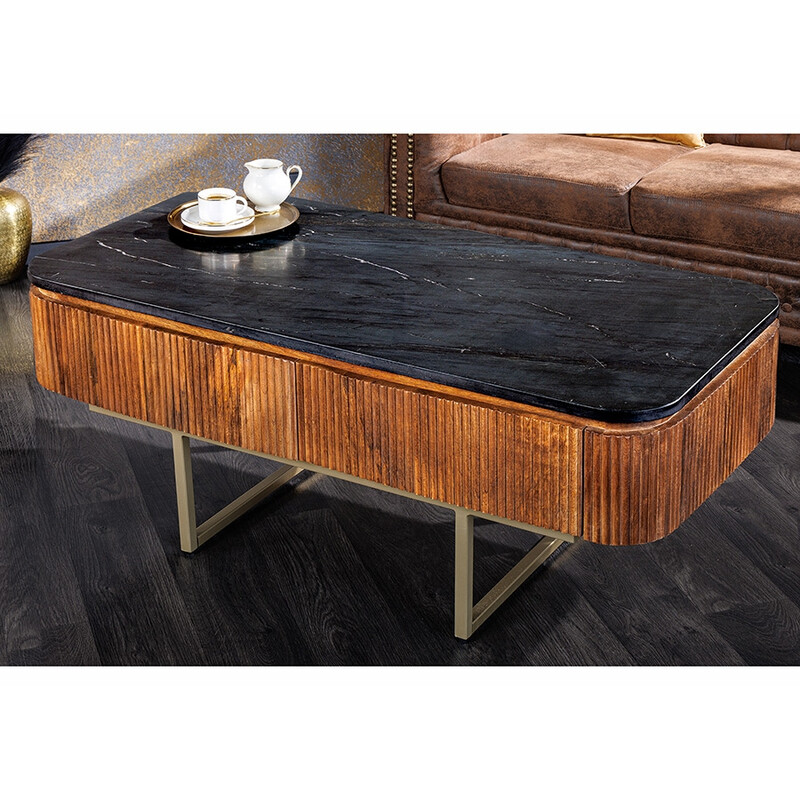 Diivanilaud GATSBY pruun / must marmor, 110x53xH46 cm