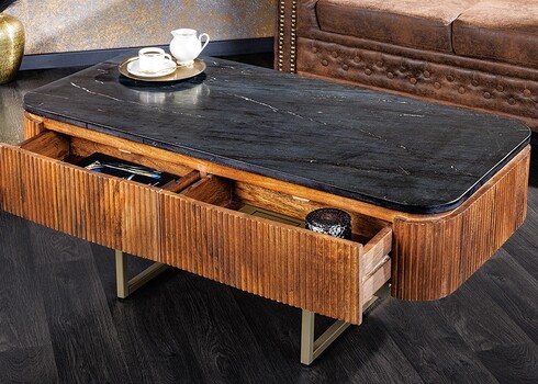 Diivanilaud GATSBY pruun / must marmor, 110x53xH46 cm