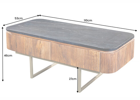 Diivanilaud GATSBY pruun / must marmor, 110x53xH46 cm