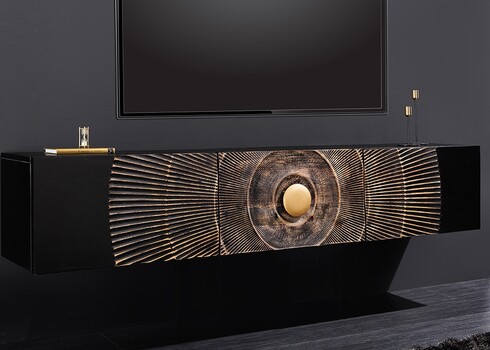 Tv-alus GOLDEN SUNSET must / kuldne, 160x33xH33 cm