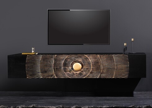 Tv-alus GOLDEN SUNSET must / kuldne, 160x33xH33 cm