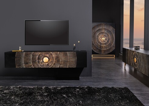 Tv-alus GOLDEN SUNSET must / kuldne, 160x33xH33 cm