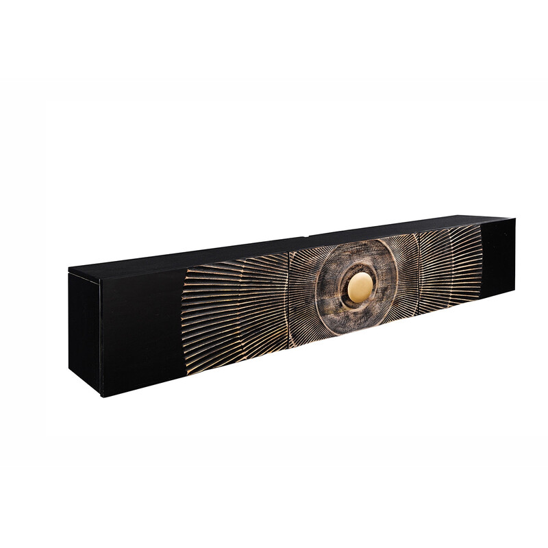Tv-alus GOLDEN SUNSET must / kuldne, 160x33xH33 cm Tv-alus GOLDEN SUNSET must / kuldne, 160x33xH33 cm