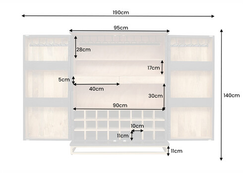 Baarikapp GOLDEN SUNSET must / kuldne, 95x42xH140 cm
