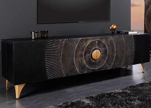 Tv-alus GOLDEN SUNSET must / kuldne, 180x40xH55 cm