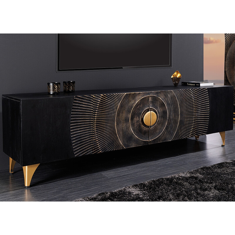 Tv-alus GOLDEN SUNSET must / kuldne, 180x40xH55 cm