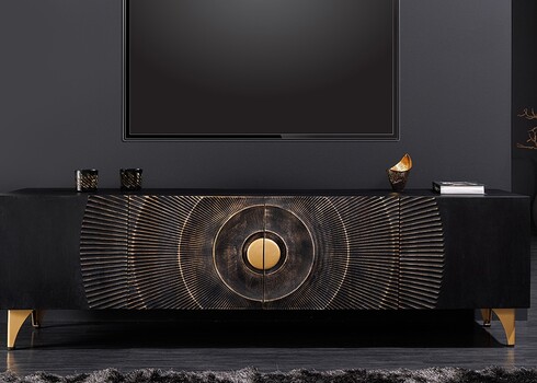 Tv-alus GOLDEN SUNSET must / kuldne, 180x40xH55 cm