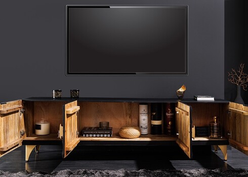 Tv-alus GOLDEN SUNSET must / kuldne, 180x40xH55 cm