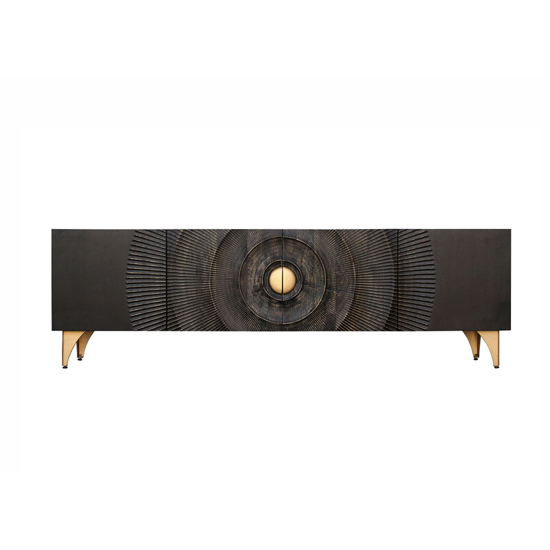 Tv-alus GOLDEN SUNSET must / kuldne, 180x40xH55 cm Tv-alus GOLDEN SUNSET must / kuldne, 180x40xH55 cm