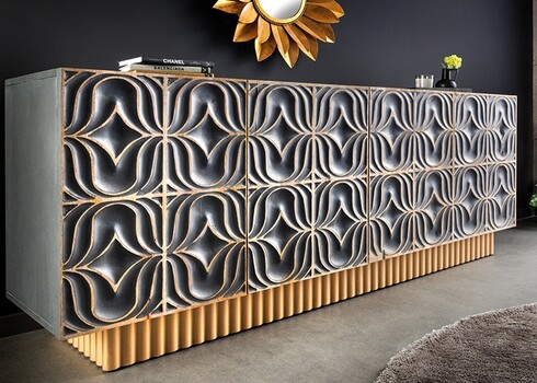 Kummut PIAZZA sinakashall / kuldne, 177x38xH75 cm