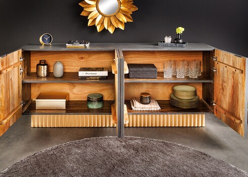 Kummut PIAZZA sinakashall / kuldne, 177x38xH75 cm