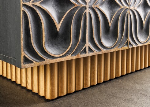 Kummut PIAZZA sinakashall / kuldne, 177x38xH75 cm