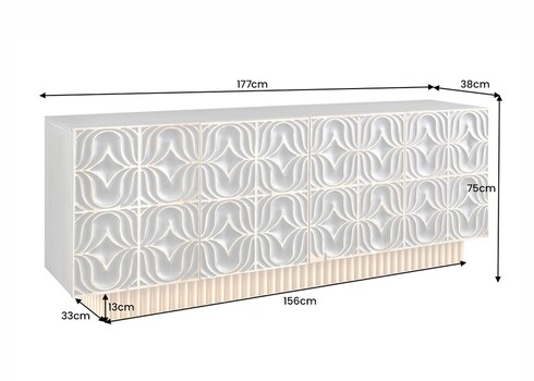 Kummut PIAZZA sinakashall / kuldne, 177x38xH75 cm