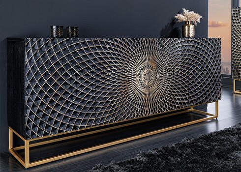 Kummut ILLUSION must / kuldne, 177x38xH76 cm