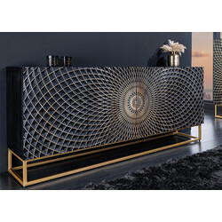 Kummut ILLUSION must / kuldne, 177x38xH76 cm