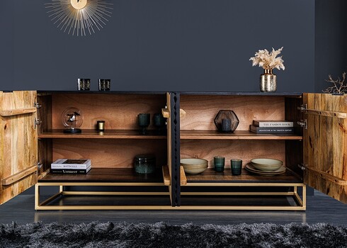 Kummut ILLUSION must / kuldne, 177x38xH76 cm