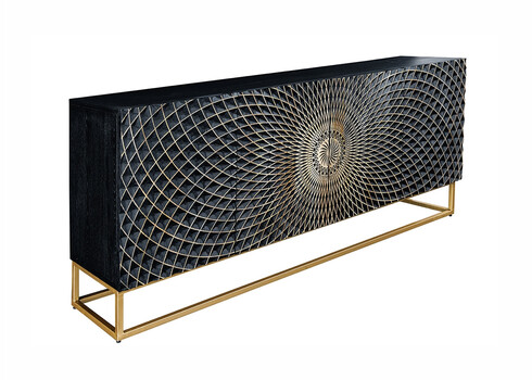 Kummut ILLUSION must / kuldne, 177x38xH76 cm