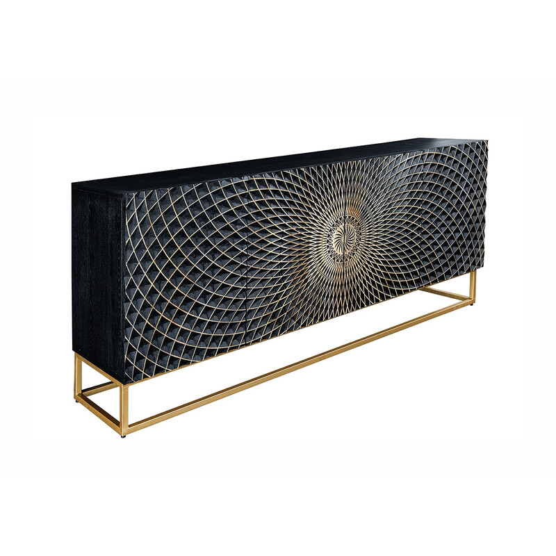 Kummut ILLUSION must / kuldne, 177x38xH76 cm Kummut ILLUSION must / kuldne, 177x38xH76 cm