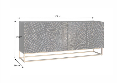 Kummut ILLUSION must / kuldne, 177x38xH76 cm